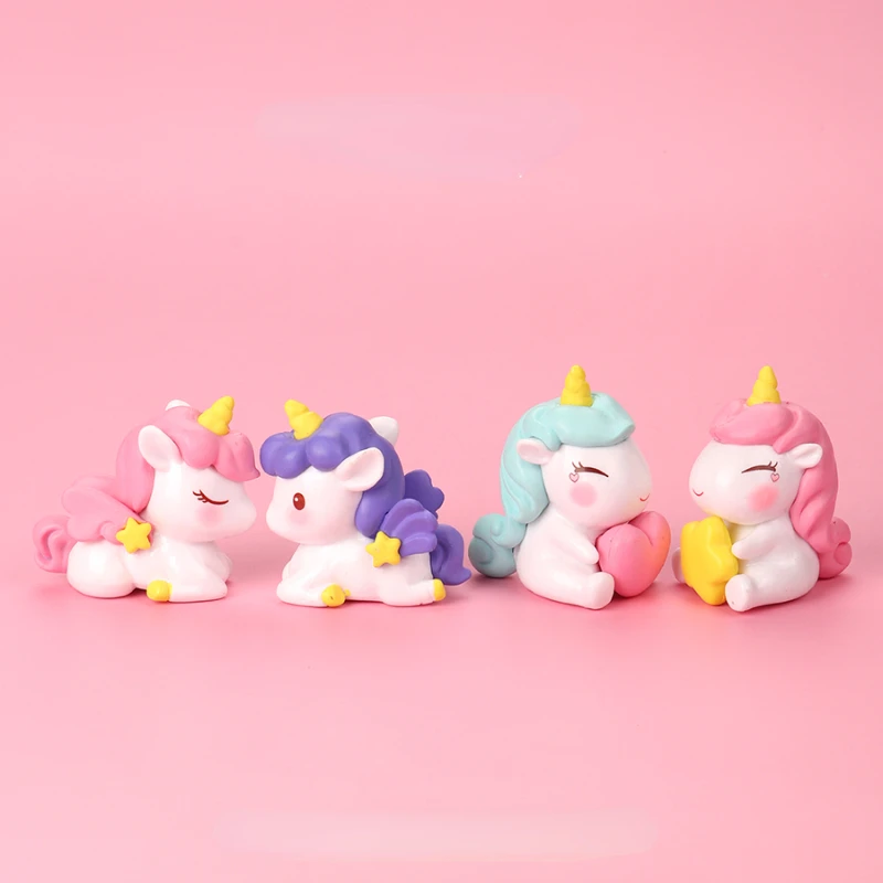 

Cute love unicorn cartoon model ornaments miniature toy desktop decoration girl heart toy gift