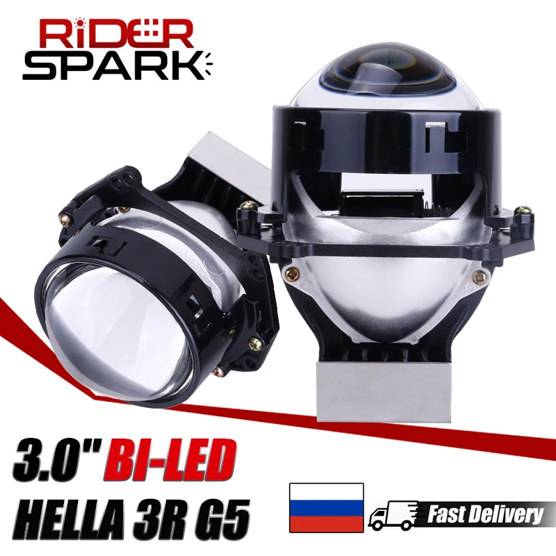 3.0 Bi LED Projector Lenses Hella 3R G5 Headlight Bulbs Restyle kits 20000LM 90W 5500K White Angel Eyes 12V Plug&Play Turbo Fan