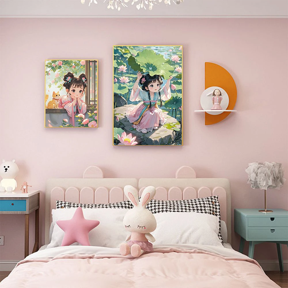 Фото Новая коллекция алмазной мозаики DIY: Мультяшная милая девочка, полная квадратная/круглая алмазная вышивка, крестиком вышитая мозаика, подарки ручной работы для взрослых №3