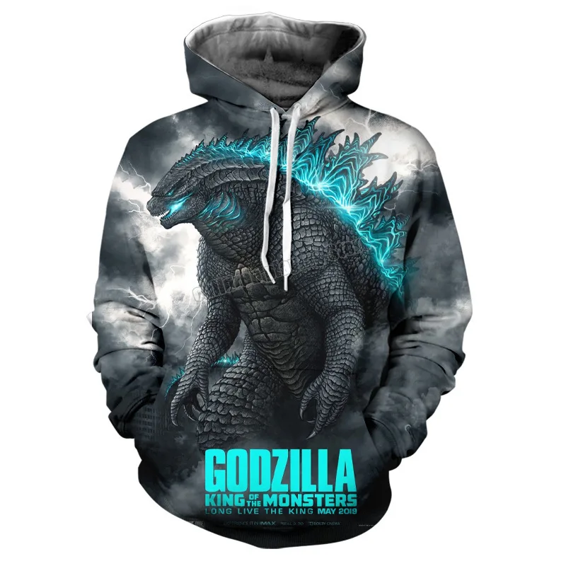 Толстовка Godzilla vs King Kong мужская с капюшоном Свитшот в стиле аниме свитер на осень