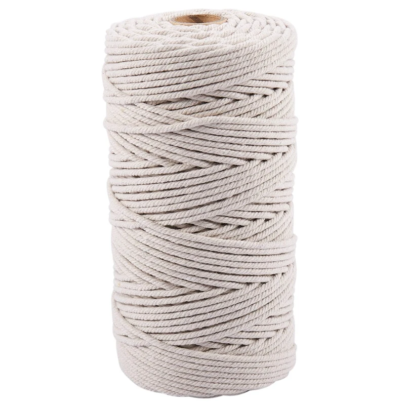 

3Mmx200m Natural Handmade Cotton Cord Macrame Yarn Rope Diy Wall Hanging Plant Hanger Craft String Knitting