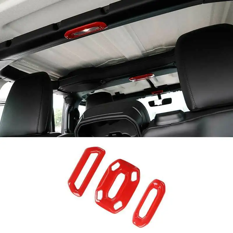 

Fit For Jeep Wrangler JL 2018-2021 Red Car Roof Read Light Decor Cover Trim 3PCS