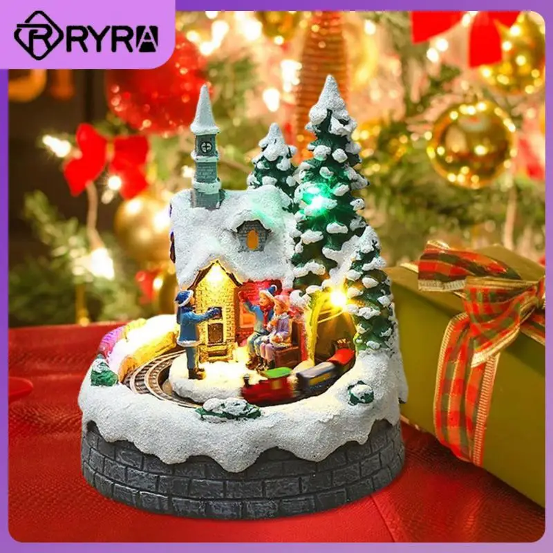 

Christmas Snow Light Cabin Train Luminous Tour Keeps Rotating Tunnel Landscape House Children's Gifts Christmas Gift Decorations