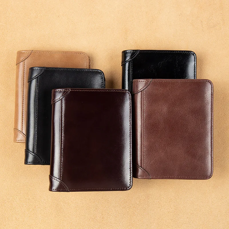 Wallet for Man Leather Card Ultra-thin Short Section Fashion Simple Three-fold Driving License Integrated First Layer luxury