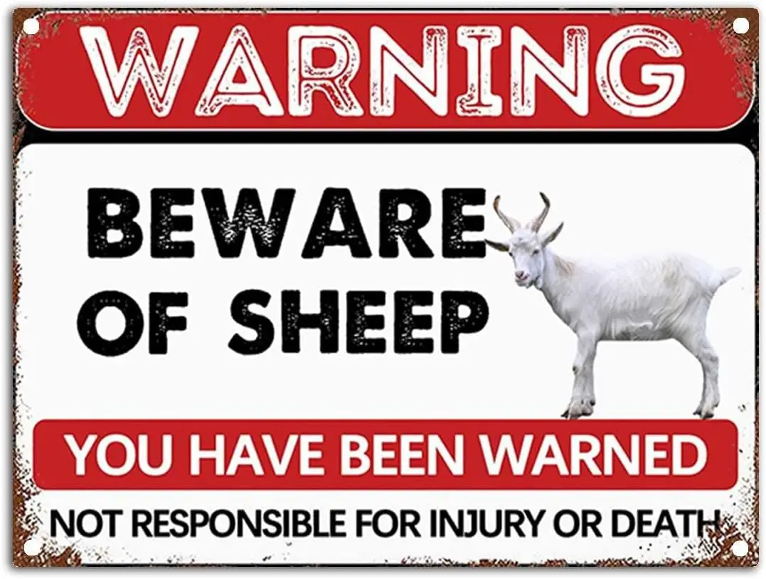 Ретро значок с животными-Остерегайтесь овец, жестяной знак-винтажные металлические знаки, домашняя настенная табличка