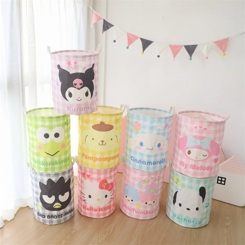 

Kawaii Sanrioed грязная корзина мультфильм Cinnamoroll MyMelody Kuromi Kitty большой емкости Ведерко для хранения одежды складной водонепроницаемый