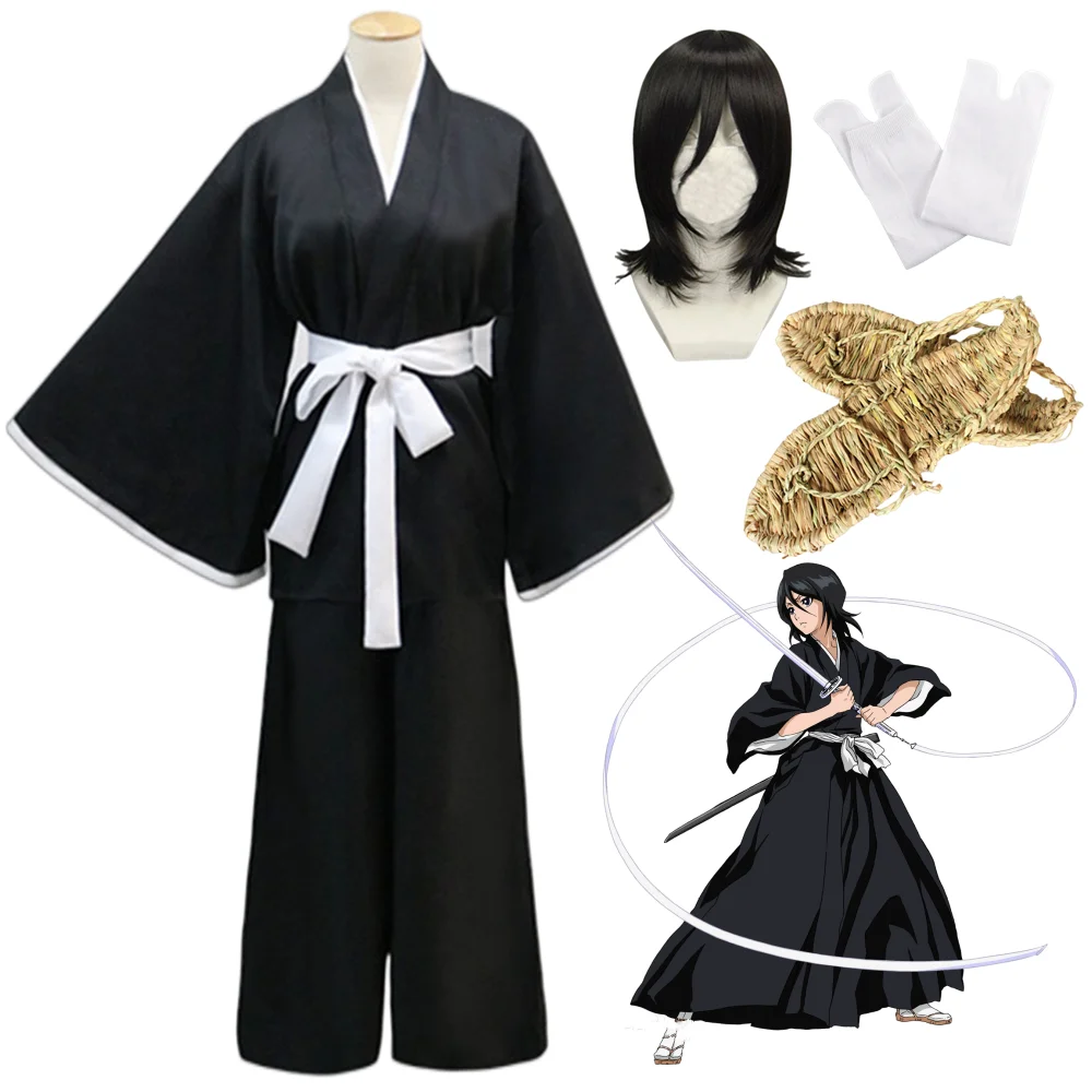 

Anime Bleach Costume Kuchiki Rukia Cosplay Rukia Kuchiki Wigs and Kimono Uniform Sets Die Pa Clothes