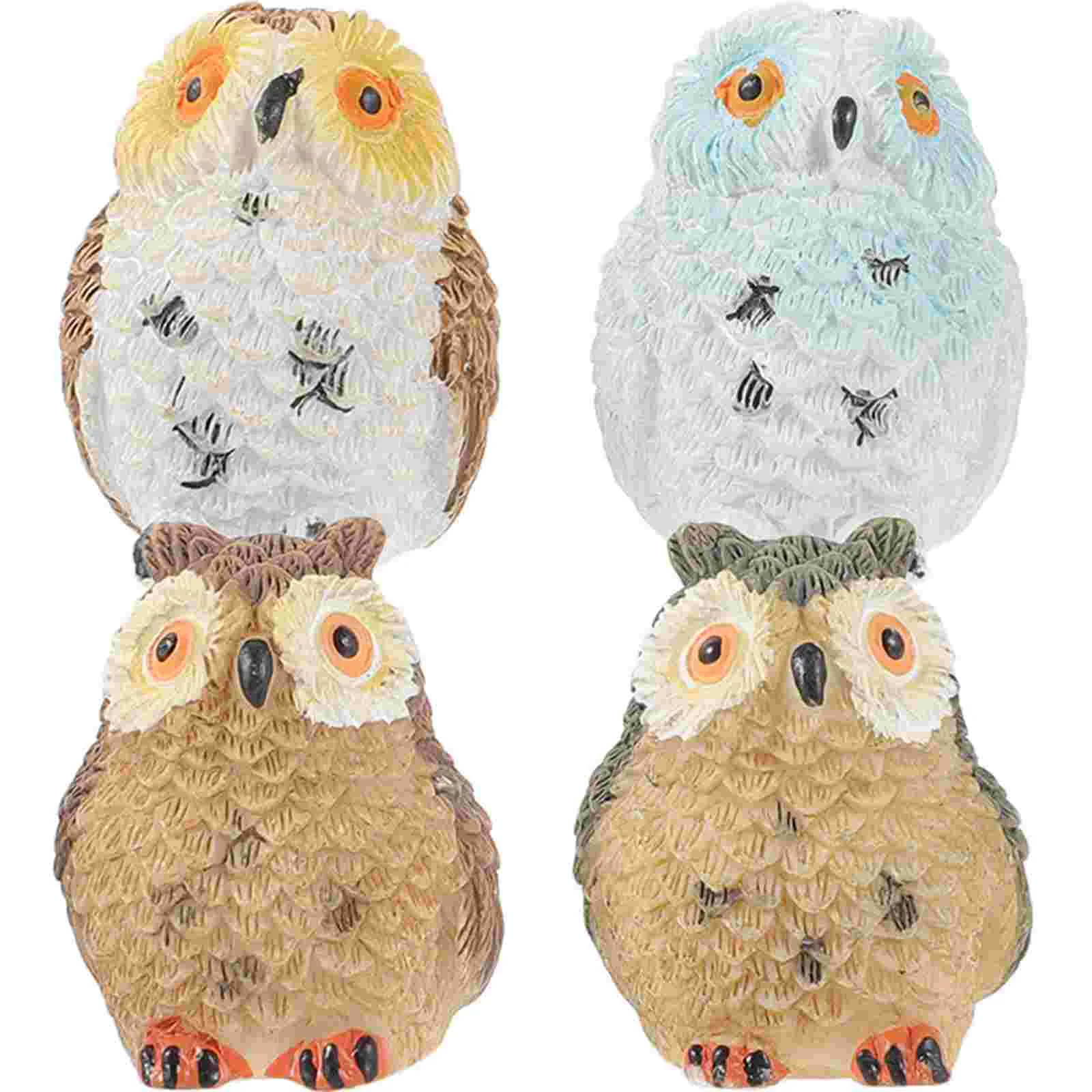 

4pcs Owl Miniature Resin Owls Owl Miniature Figurines Owl Staue for Landscape Pots Bonsai Craft Decor