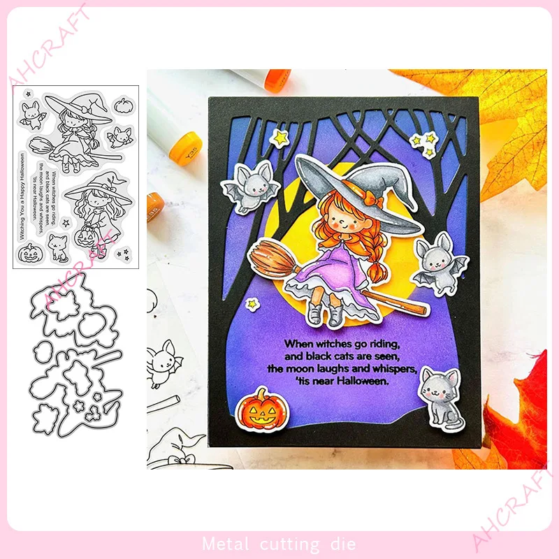 

Halloween girl silicone clear seal DIY hand ledger PVC stamp 2023 new balloon stamps and dies