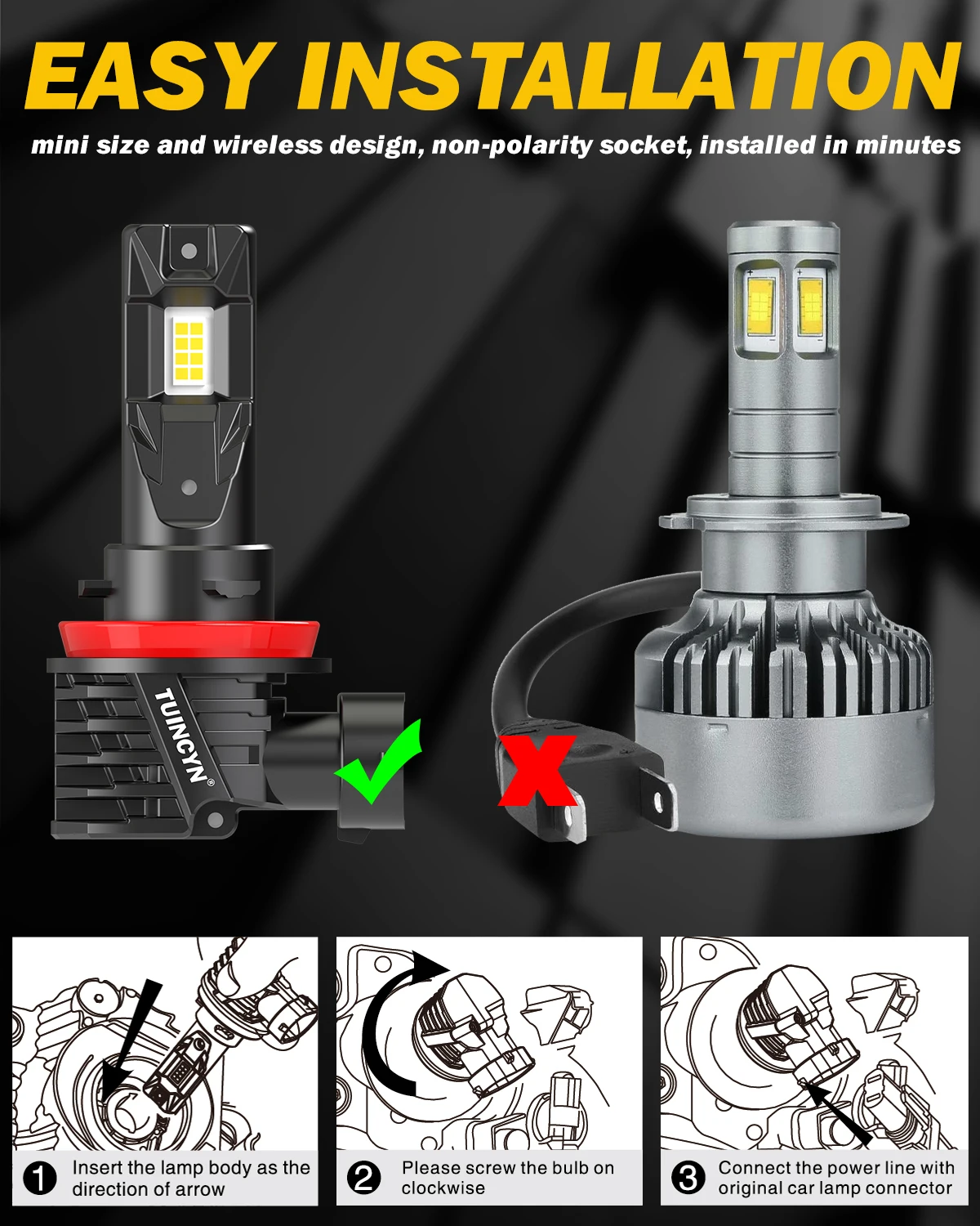 Лампа для противотуманных фар TUINCYN 2x H8 H9 H11
