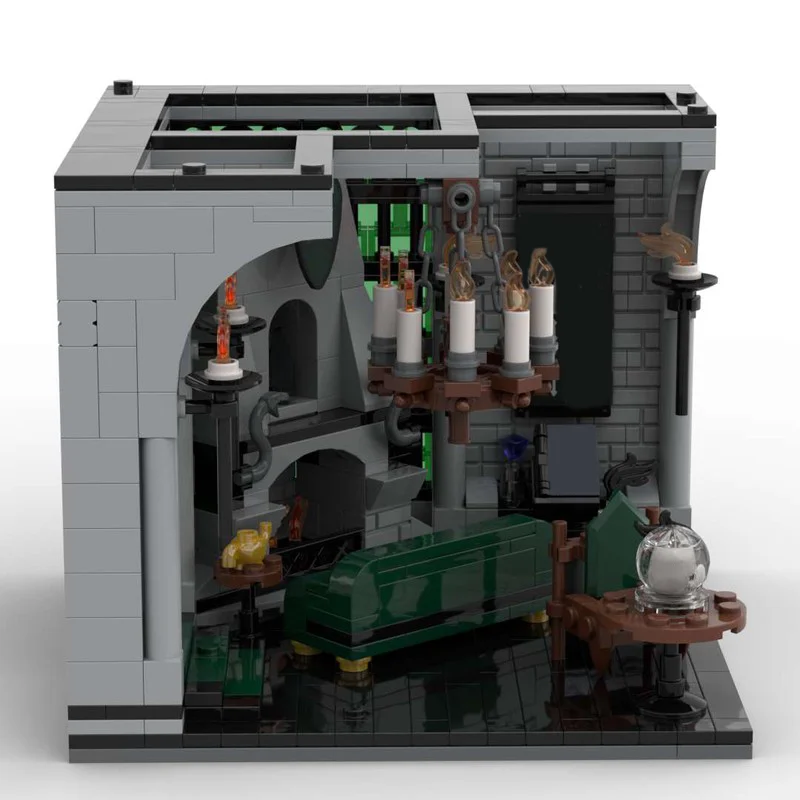 Фото Набор для сборки модели MOC Sl Therin Common Room Magic Wizard из 667 деталей: модуль-диорама, фигурки, корабли, роботы, самолеты, поезда. Игрушка-конструктор, подарок. №3