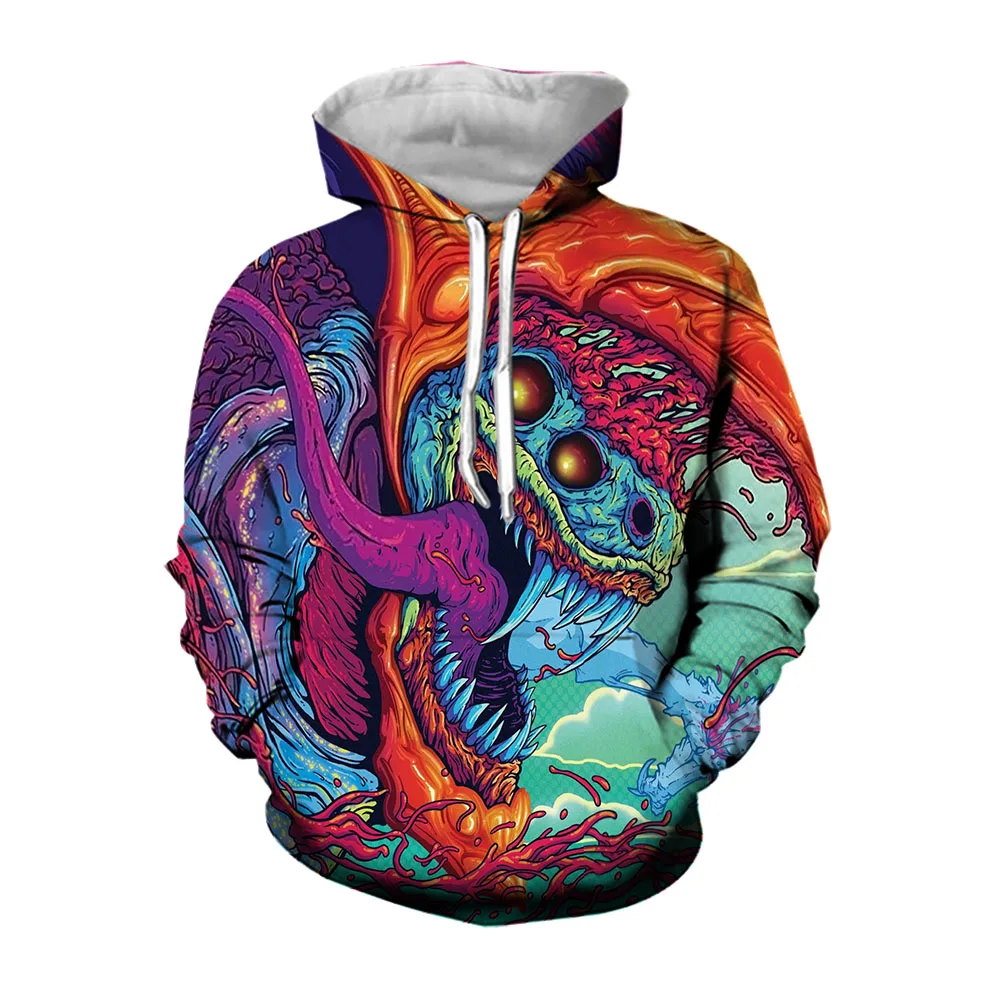 

Jumeast Cartoon Monster Fleece Hoodies For Men Length Sleeve Hooded Sweatshirts Casual Mens Hoodie Oversized Winter Coat Clothes