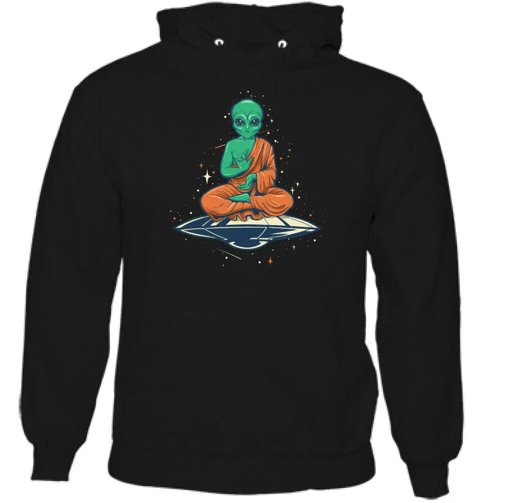 

Alien Buddha Mens Funny Hoodie Spaceman Astronomy Atheist Atheism Yoga Top