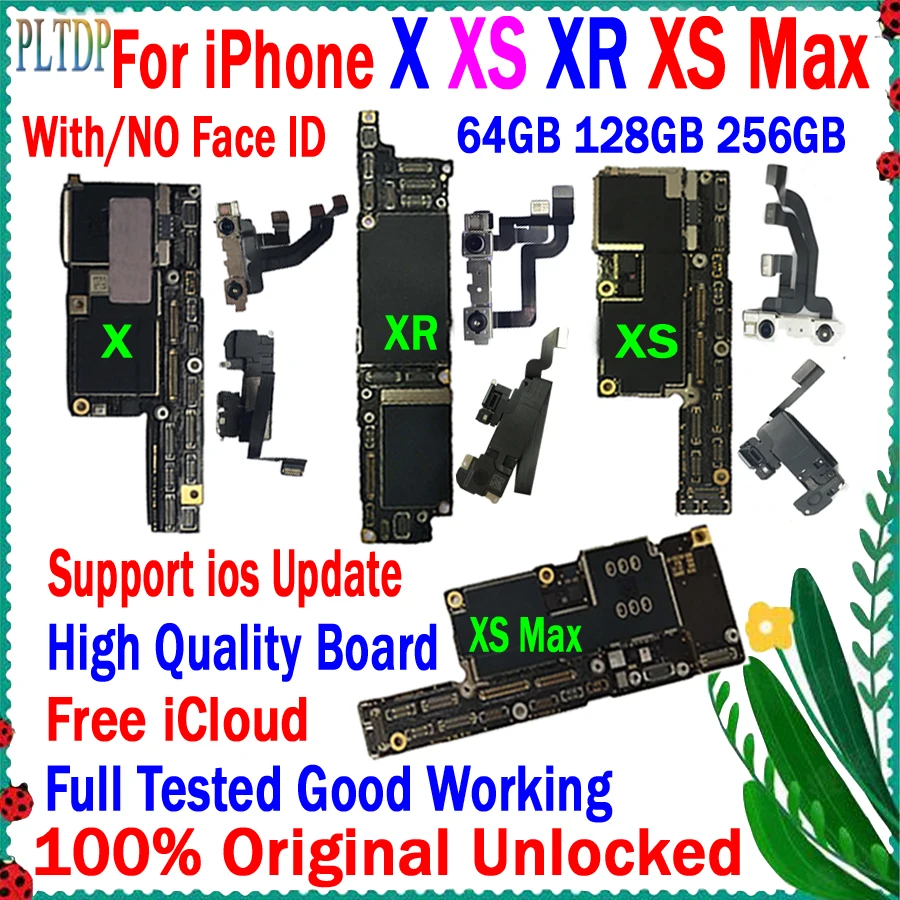 Support LTE 4G&IOS update For iPhone X XR XS MAX Motherboard No icloud Original Unlock logic board 100% Tested 64GB 128GB 256GB