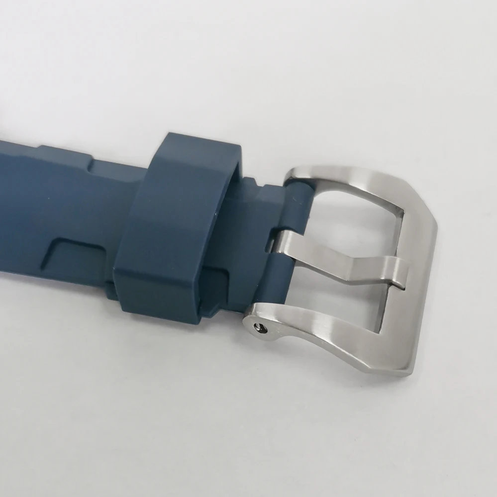 PVD Black 45mm Watch Case Can Case + Light Blue Inner Ring + Blue Rubber Strap Can Accomm Watch Caseodate NH35 NH36 Calibers