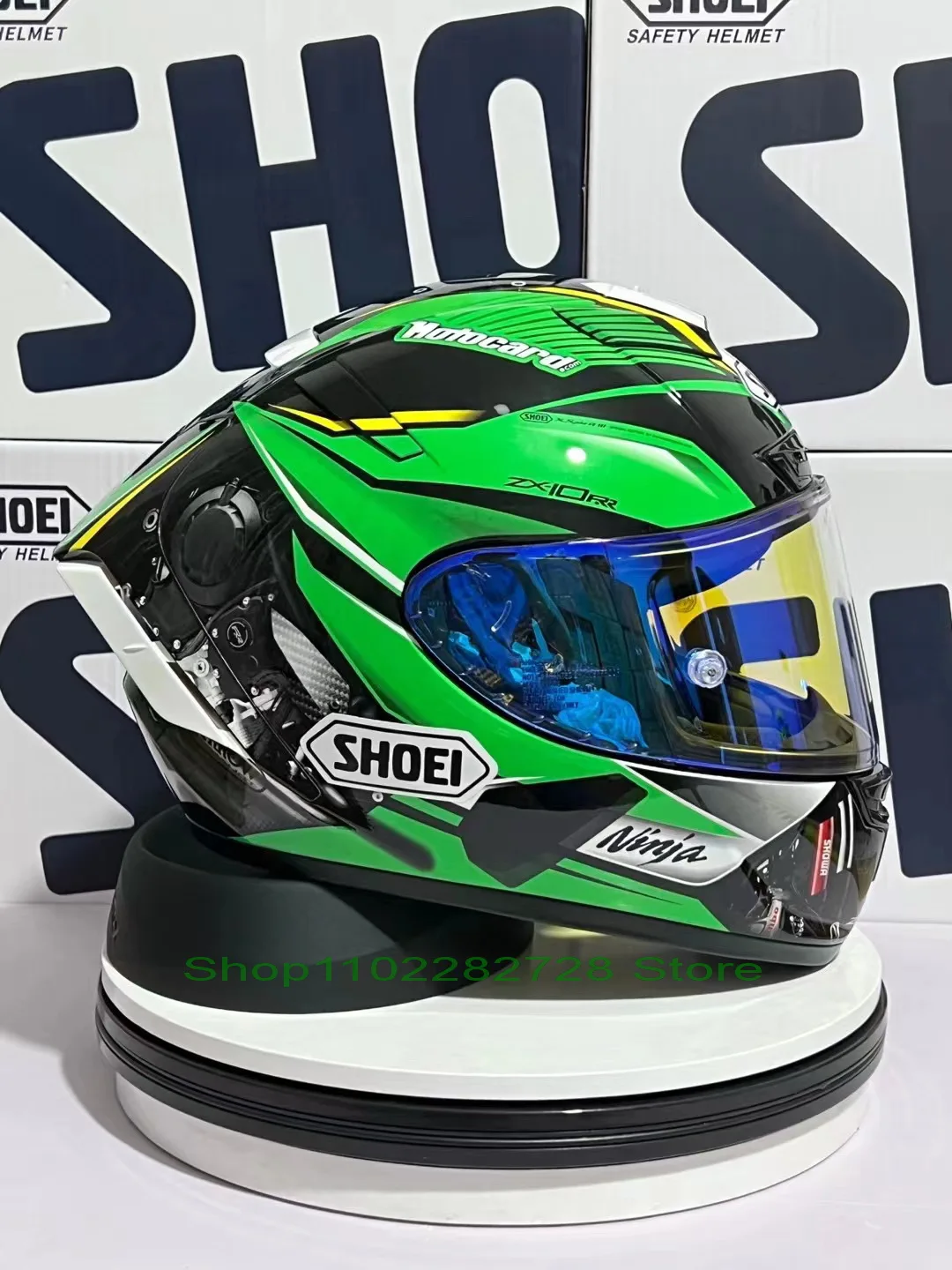 Full Face Motorcycle Helmet SHOEI X14 ZX-10RR Green Helmet R
