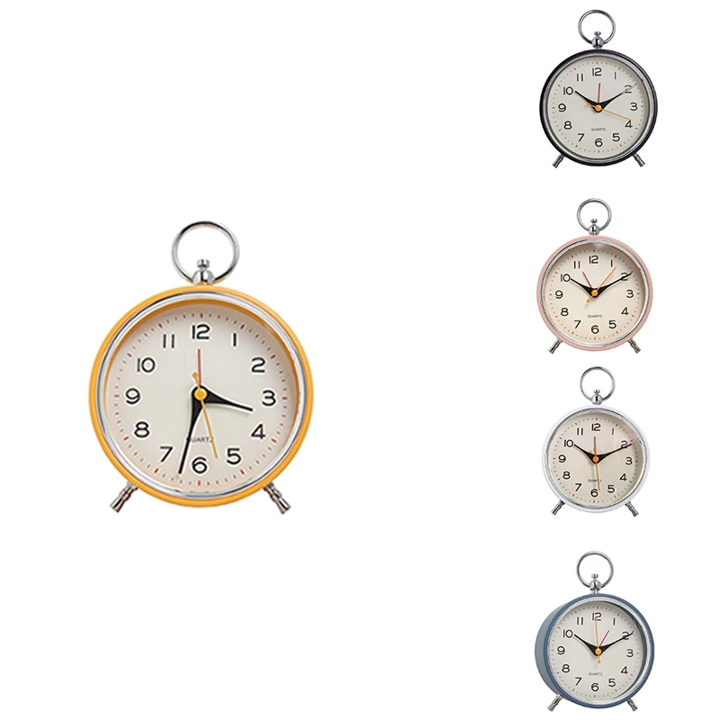 Non Ticking With Snooze Function Round Retro Alarm Clock ,for Bedroom Living Room For Kids