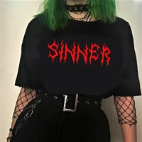 sinner shirt goth graphic tees women goth clothing aesthetic clothing harajuku women sexy tops gothic punk clothes