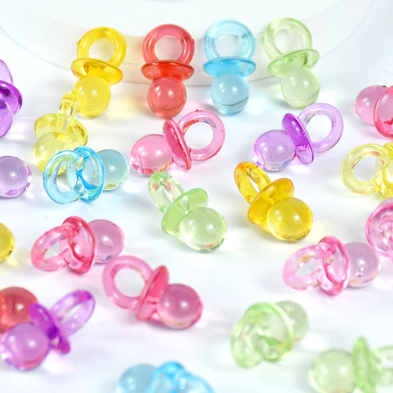 

50pcs Transparent Acrylic Mini Pacifier Boy Girl Baby Shower Party Decoration Kids Birthday Gift Gender Reveal DIY Mini Pacifier