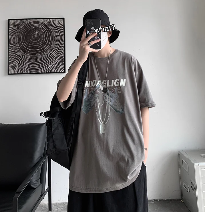 

M5559 New short-sleeved men's summer thin cotton half-sleeve top t-shirt men's