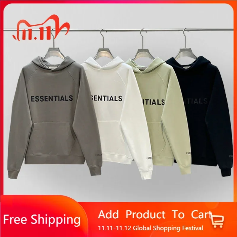 

Essentials Hoodie Fashion Male Pullover Streetwear 3D Rubber Lettering Logo Sweatshirt High Quality Casual Loose Unisex Oversize