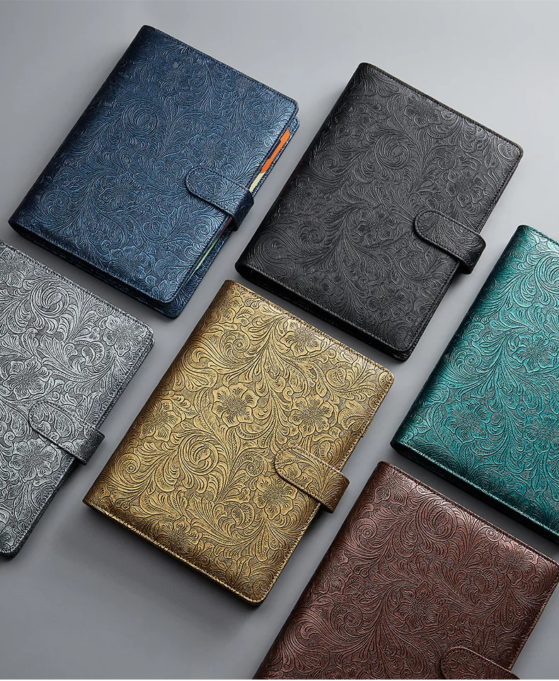 

2022New Vintage Embossed PU Leather DIY Binder Notebook Cover Diary Agenda Planner Paper Cover School Stationery