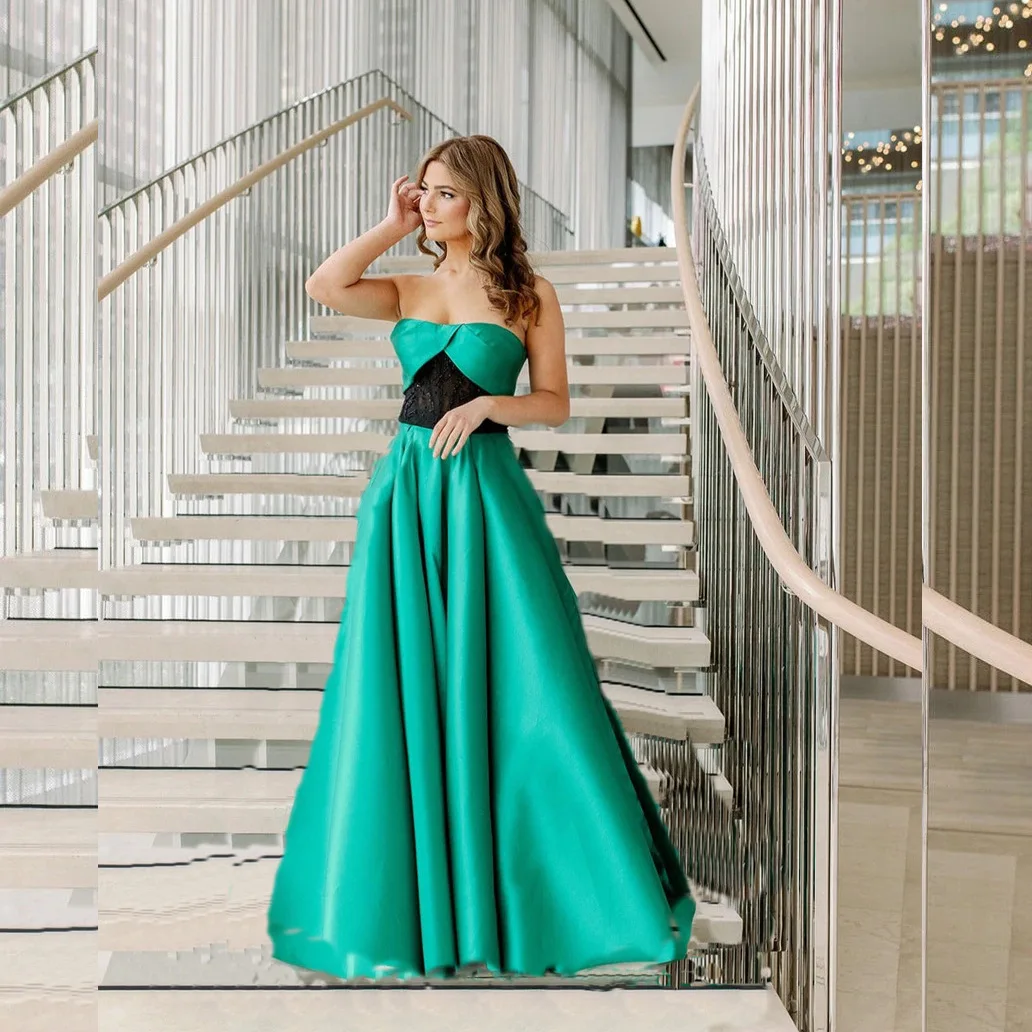 Women Fashion Party Dress Soft Satin Sexy Strapless Sleeveless Backless Long Dress Elegant Evening Formal Dresses