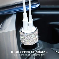 diamond inlay usb car charger quick charge 4 0 qc3 0 qc scp 5a type c 30w fast car usb charger for iphone xiaomi mobile phone