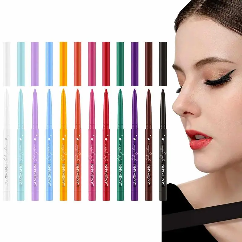 

Набор карандашей для подводки глаз, 12 цветов, водостойкие карандаши для теней, цветные тени для век, набор для макияжа с блестками для женщин...