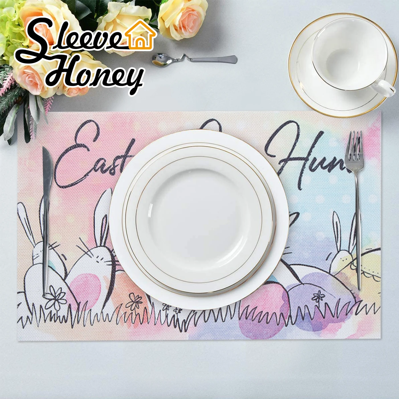Подставка под столовую посуду коврик с теплоизоляцией Пасхальный кролик