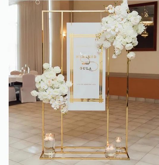 

wedding sign stand Welcome Event Party sigh stand- shiny Gold sign stand frame-metal seating chart stand