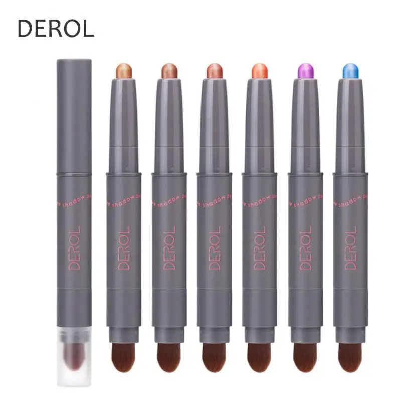 

DEROL Glitter Eyeshadow Liner Pencil Face Makeup Highlighter Long Lasting Matte Pink Silkworm Champagne Gold Eyeliner Pen