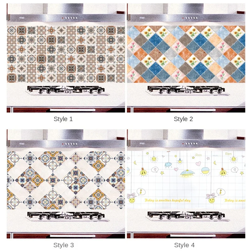 

Self-Adhesive Vinyl Wall Stickers Tiles Kitchen Decor Oil-Proof Stickers Waterproof and High Temperature Removable PVC Wallpaper