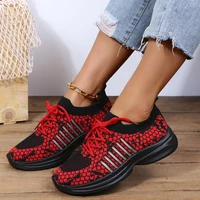 women shoes fashion knitting breathable ladies sneakers 35 44 large size soft sole outdoor leisure walking running shoes
