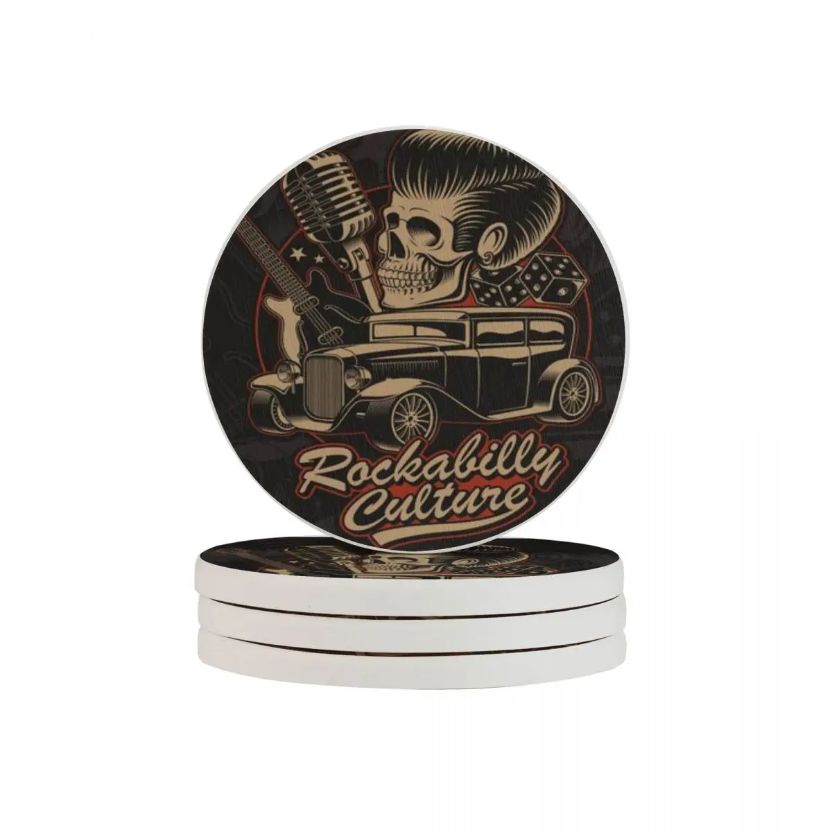 4 шт. подставка в виде черепа с горячим стержнем гитара стиле рокабилли коврик для