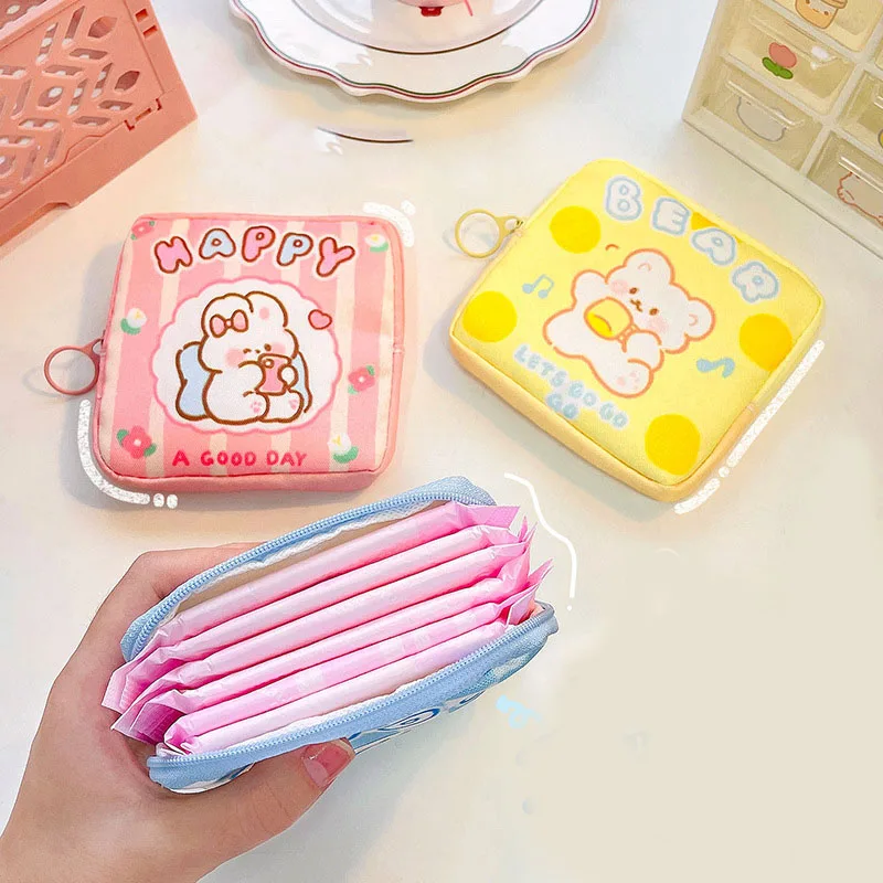 

Women Sanitary Napkin Tampon Storage Bag Cute Sanitary Pad Pouches Portable Makeup Lipstick Key Earphone Data Cables Organizer