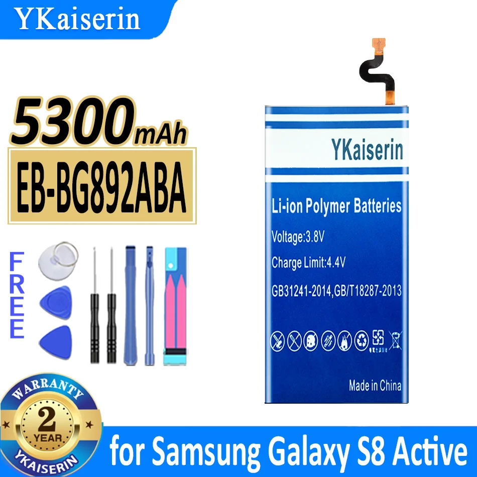 Аккумуляторная батарея ykaisсеребрина 5300 мАч для Samsung Galaxy S8Active G892V EB-BG892ABA G892A G892L G892 SM-G892L G892F S8 Active