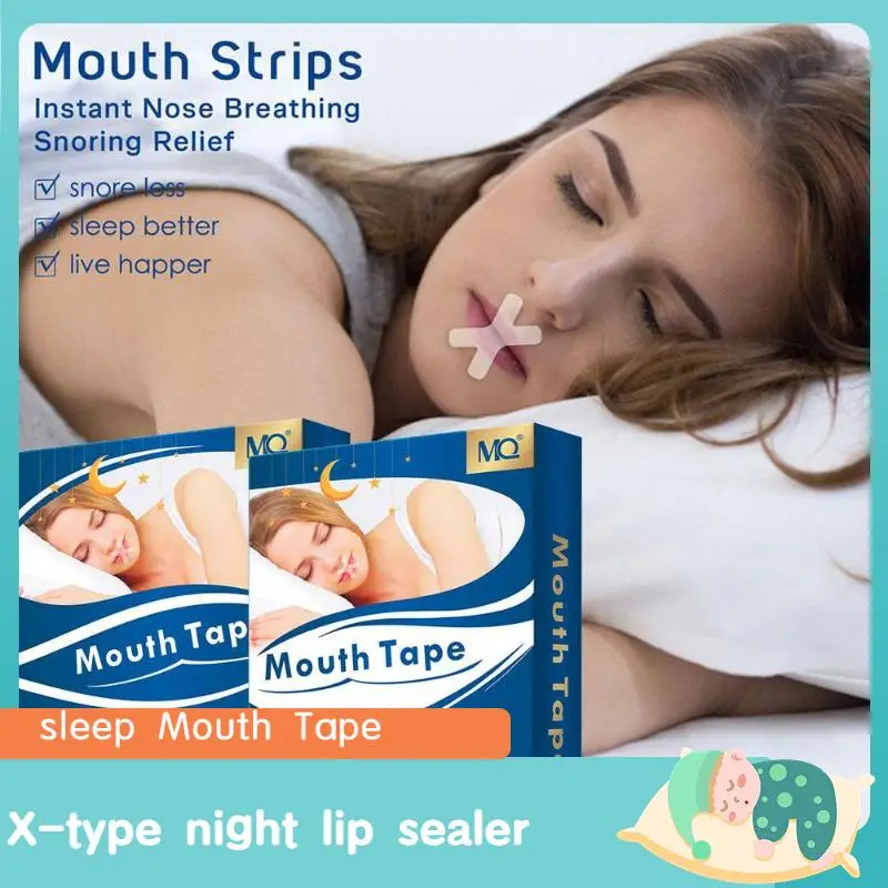 

Sleep Mouth Tape Night Sleep Lip Anti-Nose Free Breathing Patches Mouth Closed Orthotic For Children Adult X-type Night Lip
