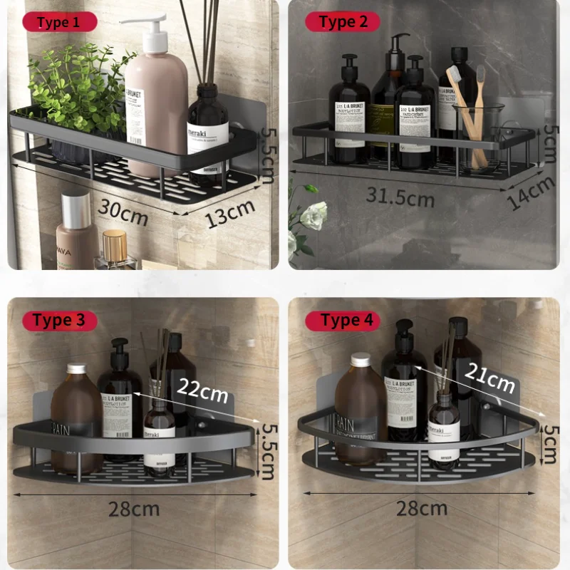 multifunctional non porous wall mounted bathroom shelf shower storage rack kitchen toiletries storage home bathroom accessories free global shipping