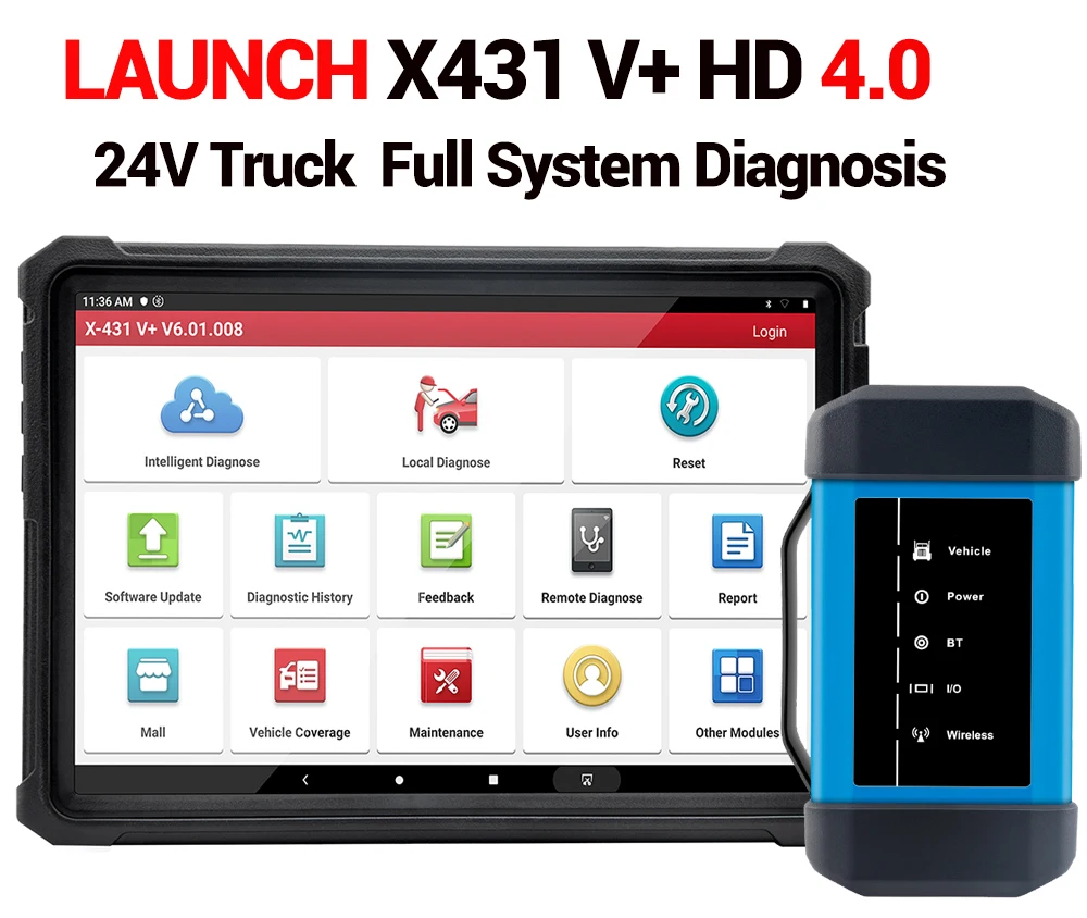 

Диагностический сканер LAUNCH X431 V Plus HD III, для тяжелых грузовиков, дизельных двигателей, все системы, Obd2 сканер