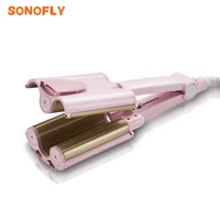 sonofly 2632mm triple barrel ceramic curling iron 120 180%e2%84%83 deep wavy curler egg roll electric plate clip hairstyler tool jf 388