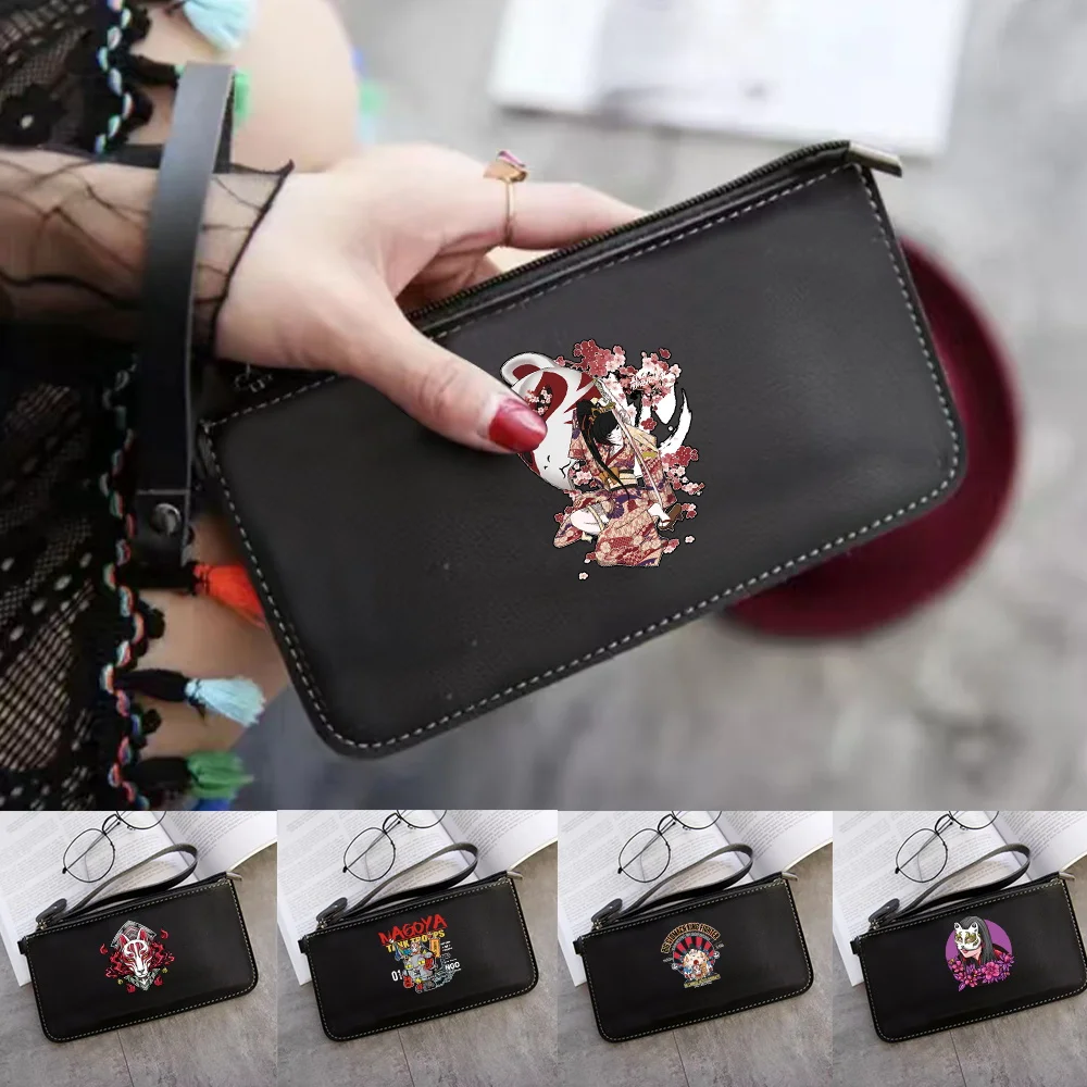 

Women PU Leather Wallets Card Pack Handbag Travel ID Card Credit Storage Bags Mask Pattern Clutch Bag Long Waterproof Coin Purse