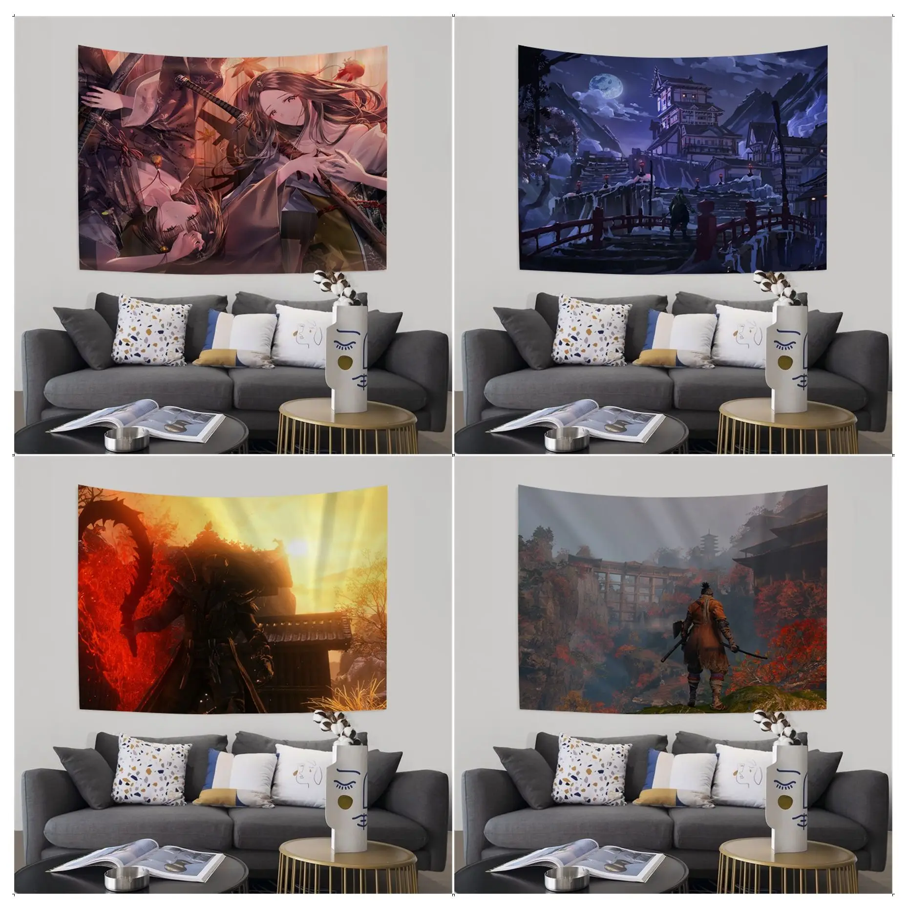 

Sekiro Shadows Die Twice Printed Large Wall Tapestry Hanging Tarot Hippie Wall Rugs Dorm Wall Hanging Sheets