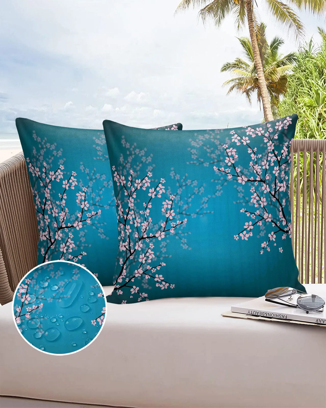 

Cherry Blossom Pink Winter Sofa Double-sided Printing Pillow Covers 30 X 50cm Waterproof Square Pillowcase for Bedroom