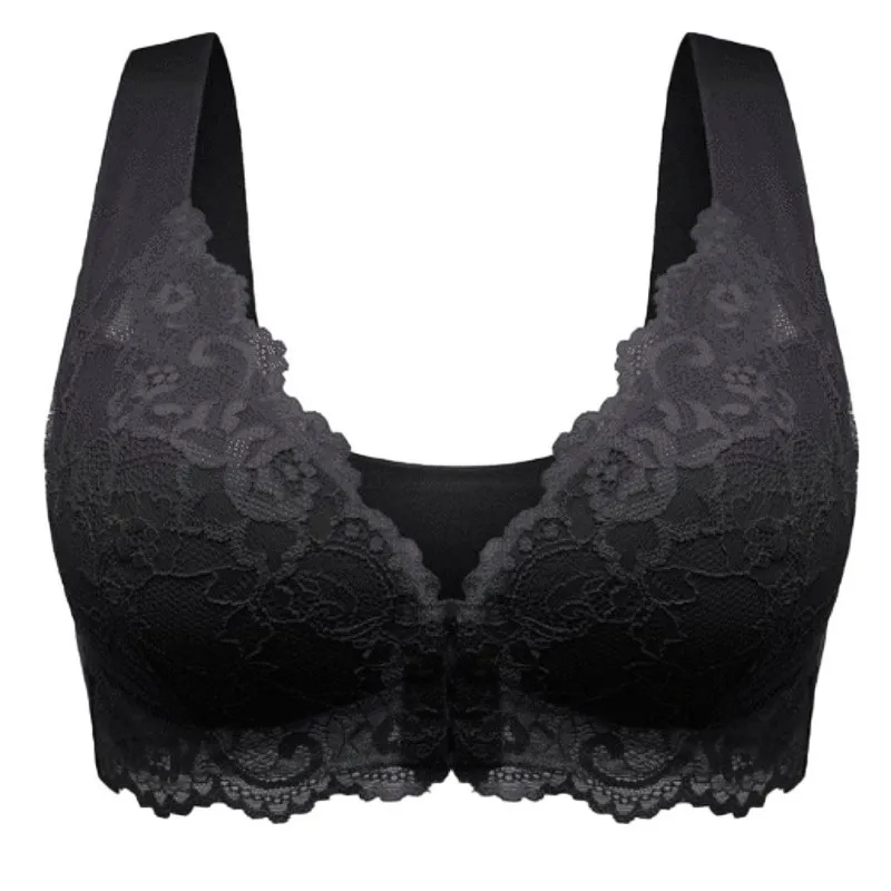 New No Rims Front buckle Large Sexy Lace Lingeries Women Bras Vest Comfortable Sleep M-9XL Women's Underwear