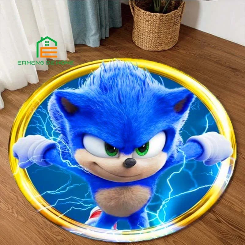 

Anime Sonic Flannel Round Area Rug for Bedroom Non-slip Cartoon Carpets for Living Room Kitchen Mats for Floor 5 Sizes