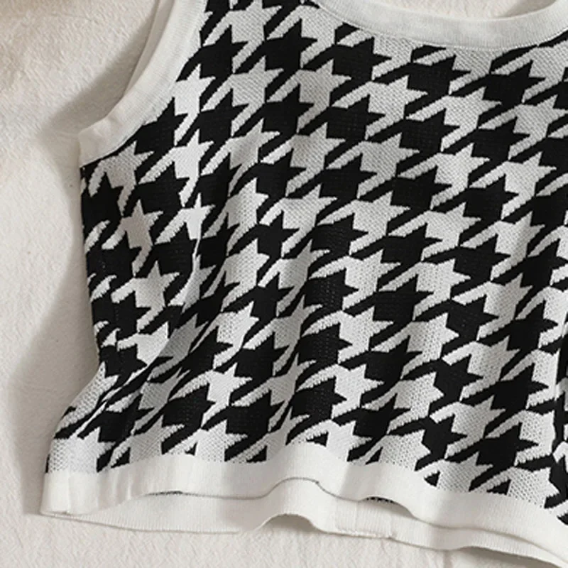 Женская клетчатая майка ZHUANQING на пуговицах женские укороченные майки