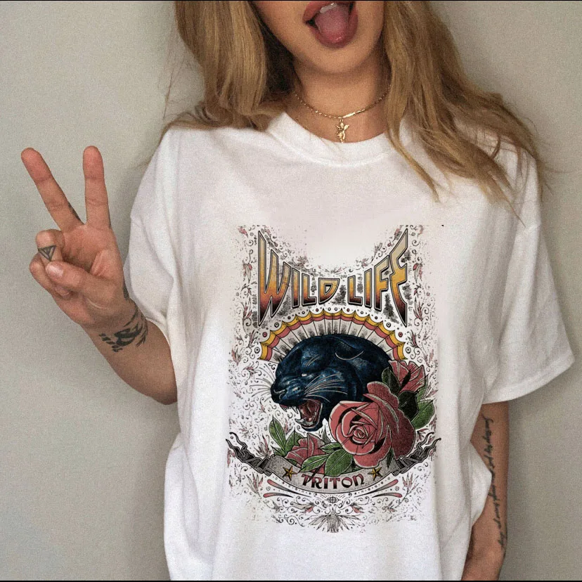 Женская футболка в стиле панк с надписью Guns roses