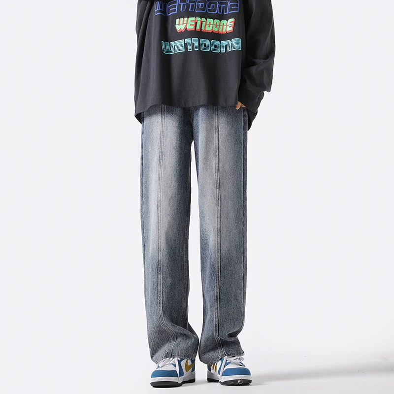 Brown Blue Black Baggy Jeans Men Fashion Retro Straight Jeans Men Japanese Streetwear Hip-hop Loose Denim Pants Mens Trousers