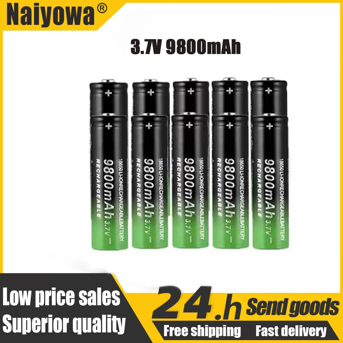 

2023 New 18650 Battery High Quality 9800mAh 3.7V 18650 Li-ion batteries Rechargeable Battery For Flashlight Torch+ Free shipping